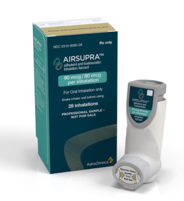 Airsupra inhaler next to its box.